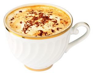 Cup of cappuccino with chocolate