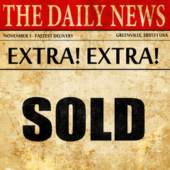 sold sign background, newspaper article text