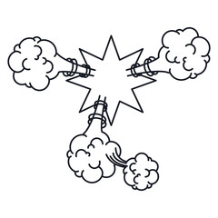 monochrome star shape scream in explosion vector illustration