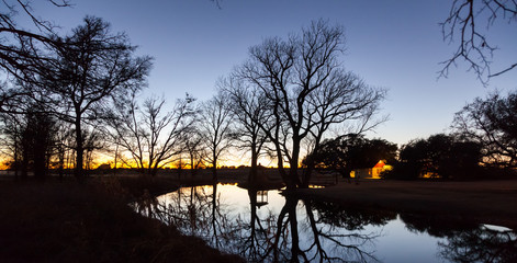 Winter Sunset in Texas with no clouds on the Sky