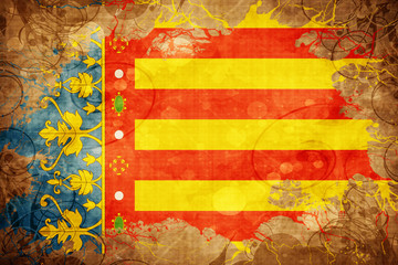 Vintage Valencia flag with grunge effect