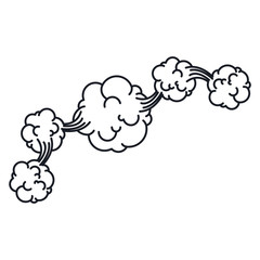 contour explosion steam cloud with cumulus line . Vector illustration