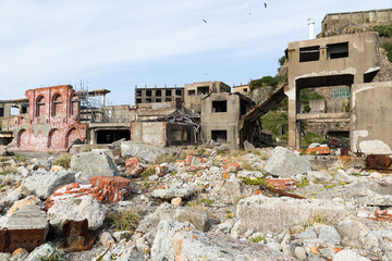 Abandoned Gunkanjima island in Japan