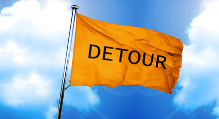 detour sign flag, 3D rendering