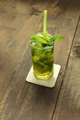 Mojito cocktail with mint leaves