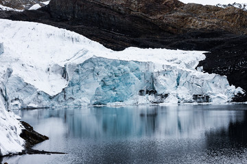 Glaciar Pastoruri on Peru.Has been suffering from global warming, having refused in the last years,...
