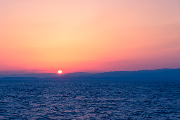 Sunset Sea on the Shipboard,Off the Coast of Fukushima,Japan
