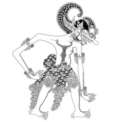 Jembawan, a character of traditional puppet show, wayang kulit from java indonesia.