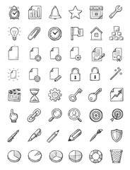 Sketch Icon Collection Office And System
