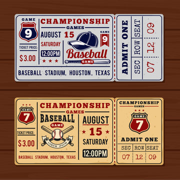 Vintage tickets to the championship baseball and softball