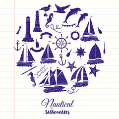 Nautical background with ships