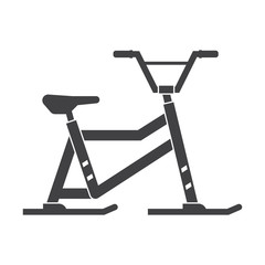 Snowmobile or snowbike silhouette illustration. Winter sledding scooter or snow bike outline vector icon isolated on white background.