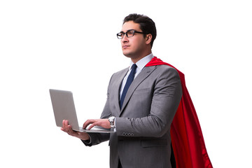 Super hero businessman isolated on white 