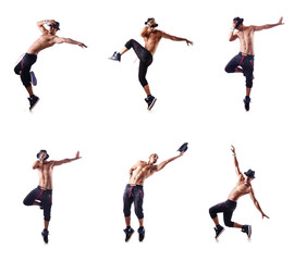 Ripped dancer isolated on the white