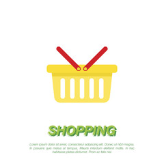 Shopping basket on a white background. Flat vector illustration EPS 10.