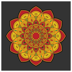 Vintage colorful Mandala with floral ornament. Boho style background design. Easy to change color or remove. Vector illustration
