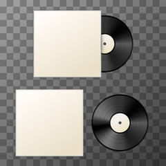 Mockup of blank vinyl disc with cover