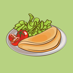 French Omelettes On Plate Composition
