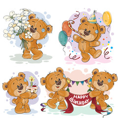 Clip art illustrations of teddy bear wishes you a happy birthday