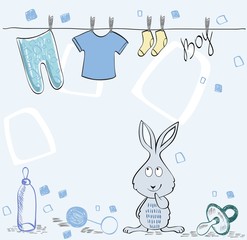 Naklejka premium Cute hand drawn ilustration with cartoon bunny
