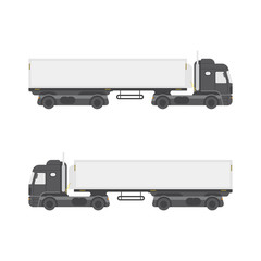 Cool semi-trailer truck side view. Isolated on white background. Freight transportation vector illustration.