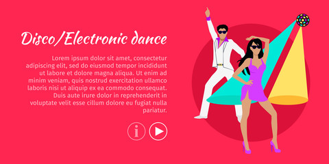 Disco and Electronic Dance Web Banner. Vector