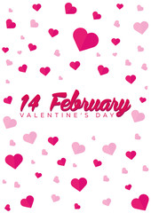 Happy Valentines Day. Background with hearts. Vector flat illustration.