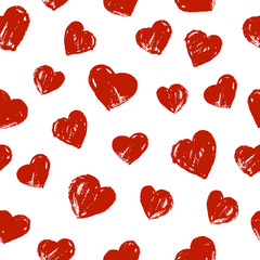 Fototapeta na wymiar Seamless pattern with hand drawn hearts 