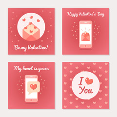Set of greeting cards for Valentine's Day