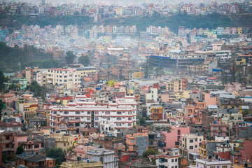 Fototapeta premium sky view of the city in Kathmandu town , Nepal