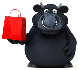 Naklejka premium Black bull - 3D Illustration