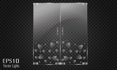 Mall, store glass doors for market and fashion boutique, vector illustration