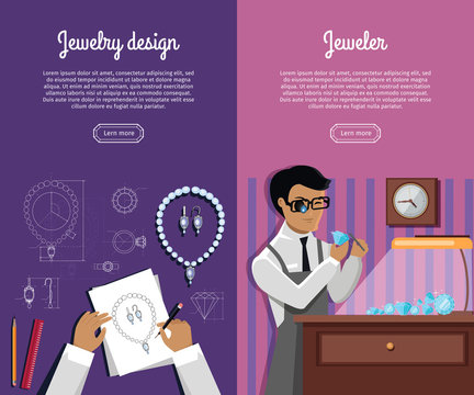 Set of Jewelry Concept Vector Web Banners 