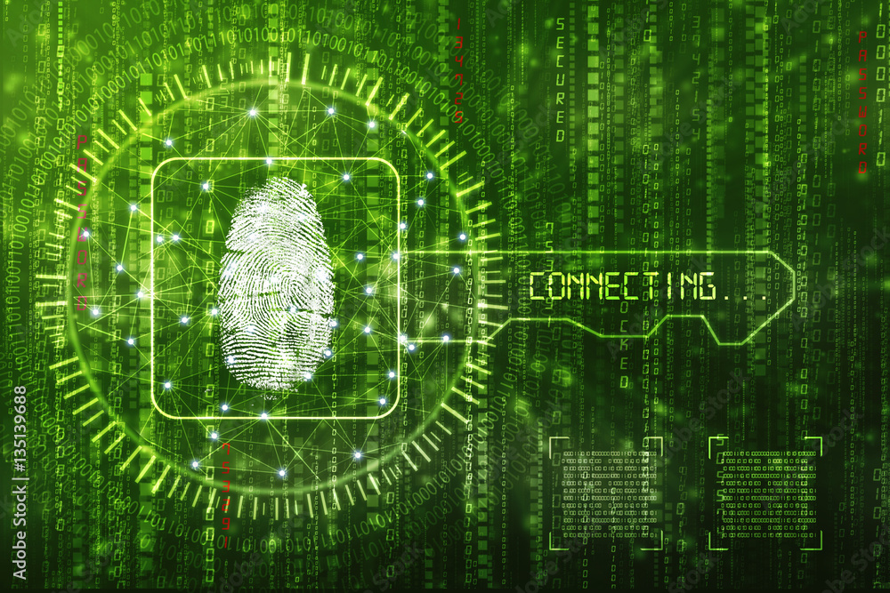 Poster abstract technology background.security system concept with fingerprint