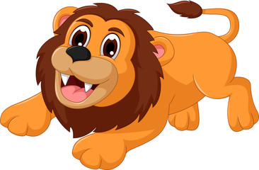 cute lion cartoon smiling