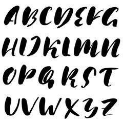 Hand drawn font made by dry brush strokes. Grunge style alphabet