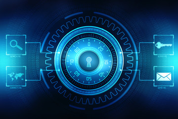 Obraz premium Security concept: Lock on digital screen, contrast, 3d render