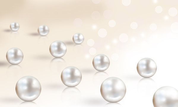 Many white pearls on cream background