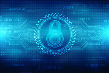 Security concept: Lock on digital screen, contrast, 3d render