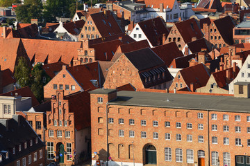 Aerial view of Lubeck old city, Germany