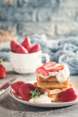 Waffle dessert with chocolate