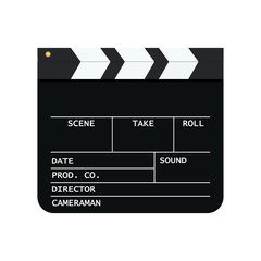 Movie clapper board isolated on white background. Mockup clapperboard. Vector illustration