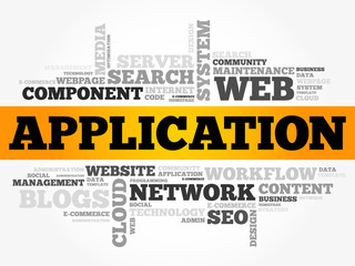 Application word cloud, technology business concept background