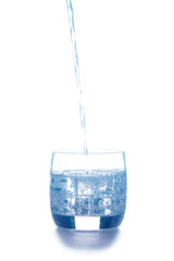 Glass of pure water with ice cubes