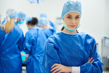 Portrait of young female surgeon.