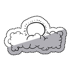 sticker silhouette clouds in heaven with sun vector illustration