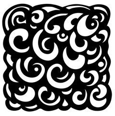 abstract square vector black and white background with swirls