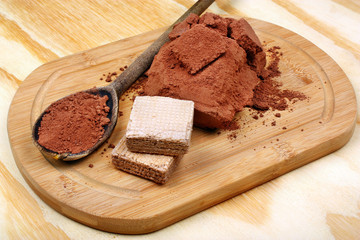 Fresh cocoa powder and cakes