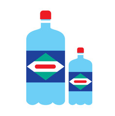 Mineral water in plastic bottles. Vector illustration.