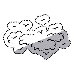 silhouette clouds with contour birds vector illustration